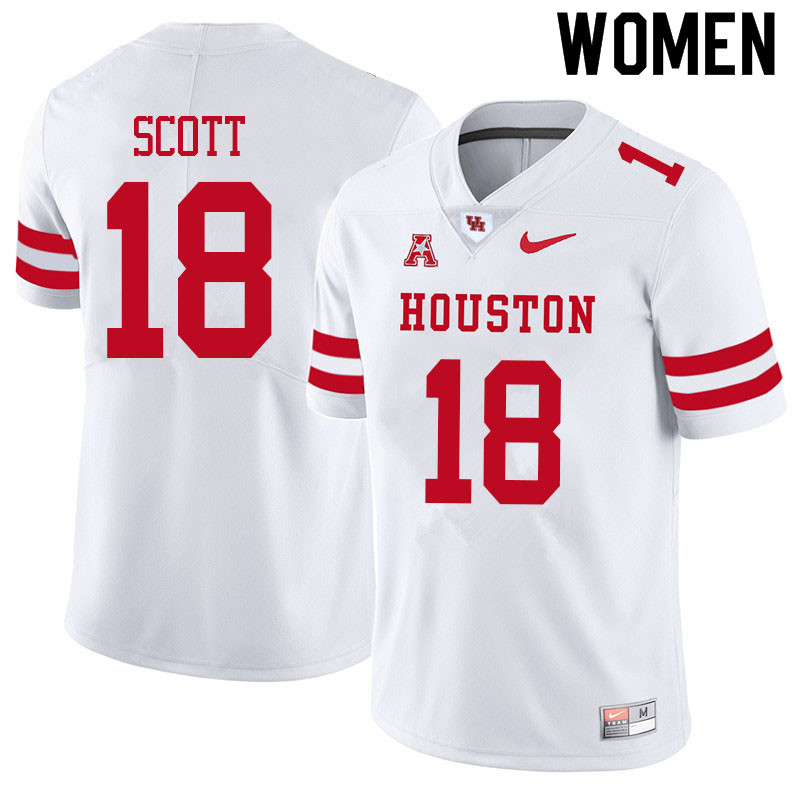 Women #18 Kam Scott Houston Cougars College Football Jerseys Sale-White